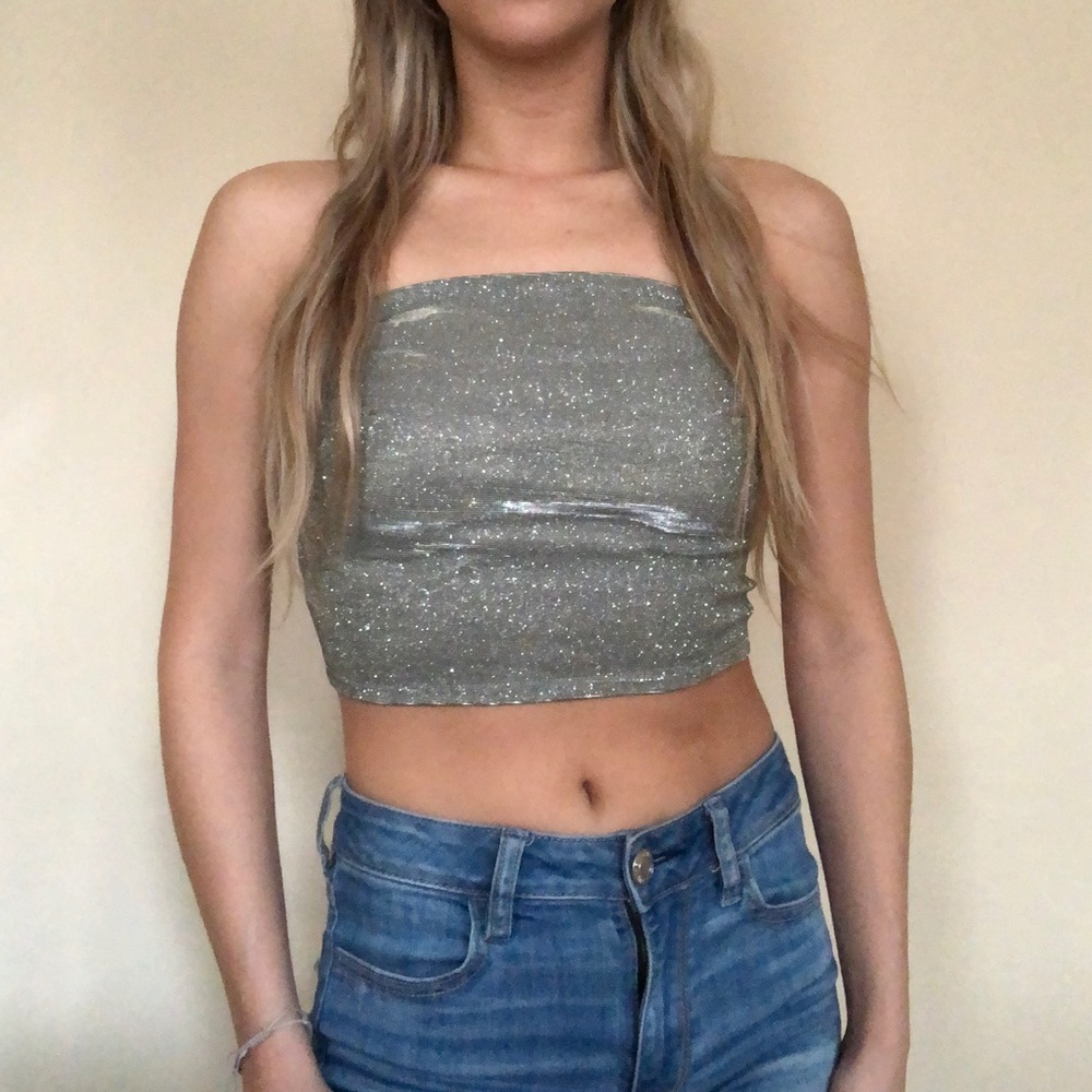 Sparkly silver crop top